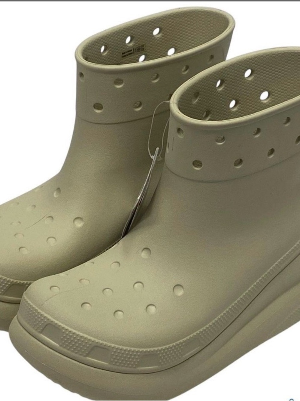 CROCS Classic Crush Bone Rain Beige Waterproof Rubber Pull On Ankle Boot W9